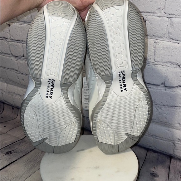 Sperry Top Sider White and Gray Leather Sneakers Mens Sz 10M - Picture 4 of 5